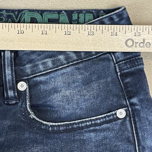 Superdry Short Mens 30 Blue Tyler 03 Cut Off Raw Hem Slim Fit Stretch‎ Denim - Picture 7 of 15